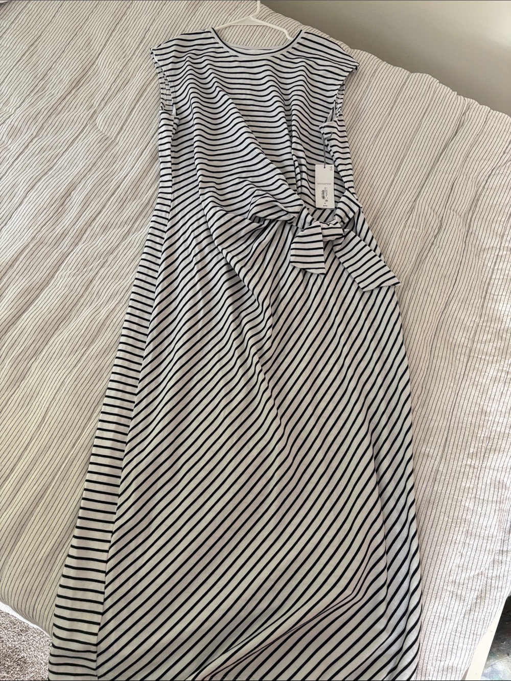 Liz Claiborne Striped Knot-Front Midi Dress - Black & White